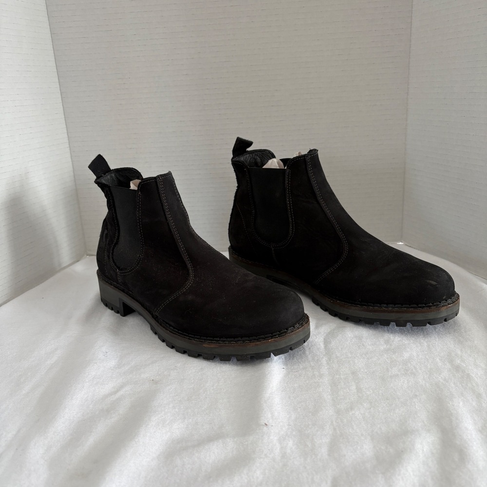 Bos & Co Womens Black Suede Chelsea Boots Lug Sole Ankle Boot Size 40